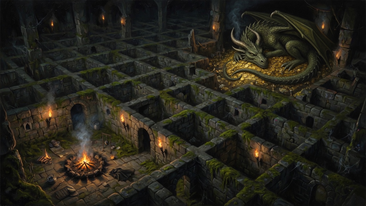 The knight facing the dragon in the ScoreIA labyrinth