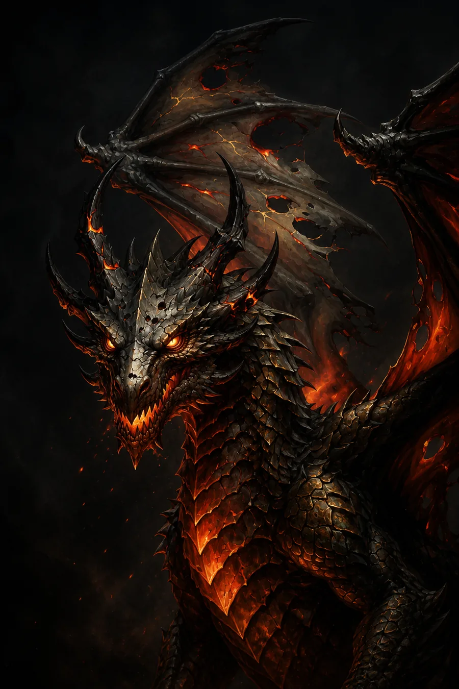 The TMS1100 dragon, black, bronze and ember